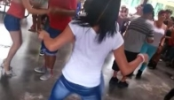 Latin girl Gia and Elias dance Merengue Guajira